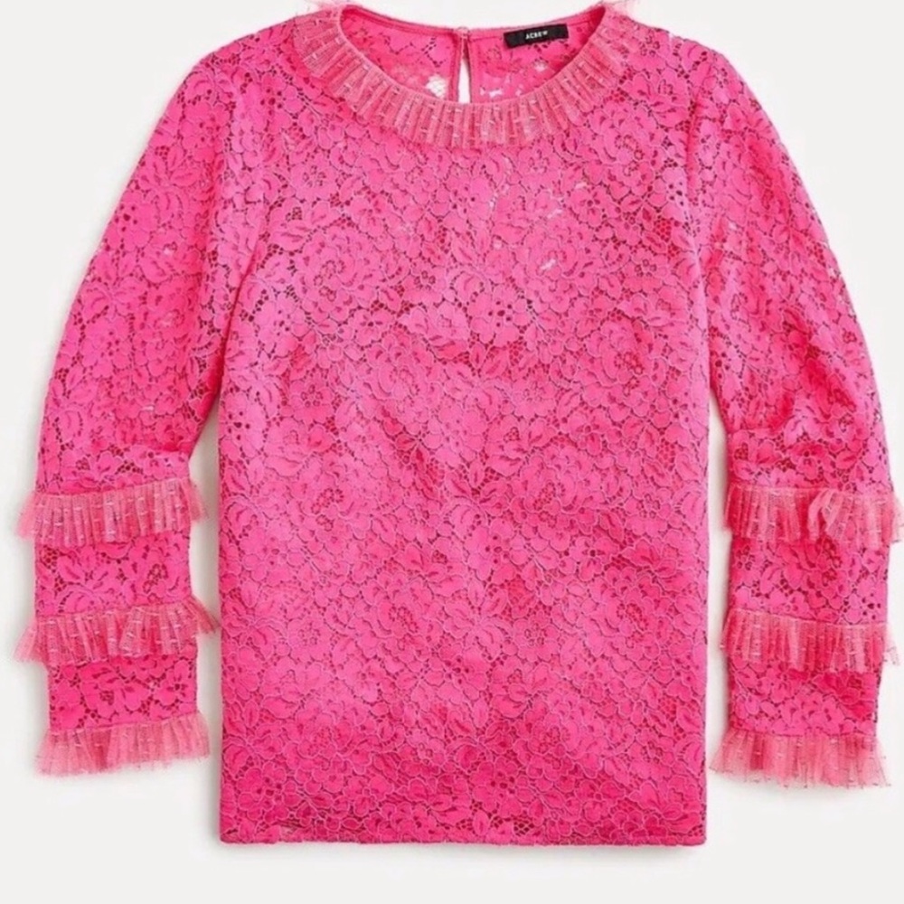 J. Crew 2 piece pink lace top sz large